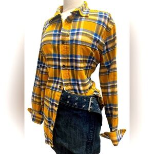Old Navy Yellow Plaid Button Down Shirt